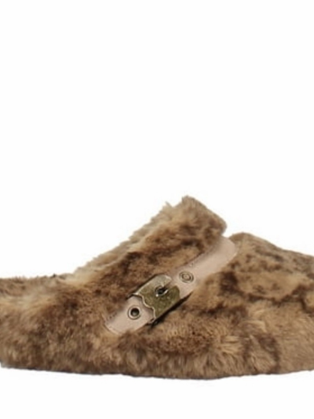 Vintage Havana Brown Faux Fur Clog Sandals - Picture 2 of 9